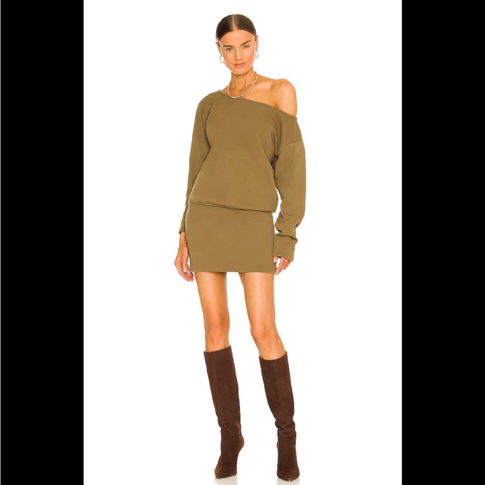 NWOT LOVERS + FRIENDS Revolve $158 Madison Sweatshirt Dress Army Green M